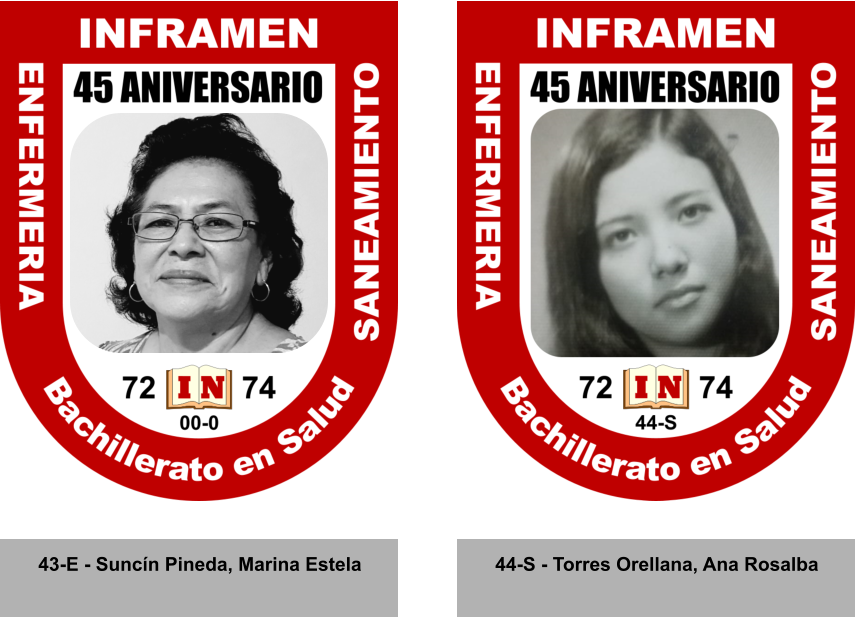 43-E - Suncín Pineda, Marina Estela 44-S - Torres Orellana, Ana Rosalba